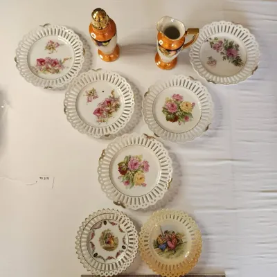 Decorative Plates, Salt Shaker, And Creamer