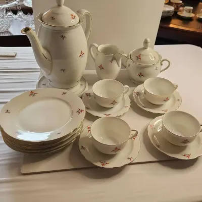 vintage 1930s Art Deco Bavaria porcelain coffee and tea service set