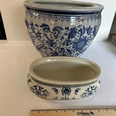 Classis blue and white porcelian fishbowl Planter and Ceramic oval planter cachepot