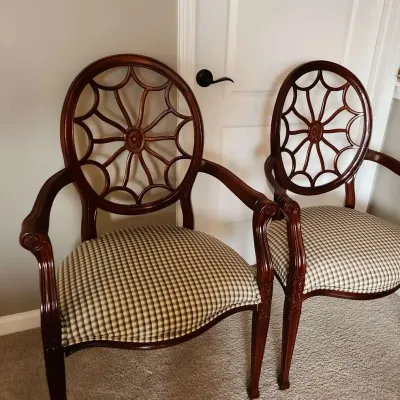 Set Of 2 Mahogany Spider-back Armchairs