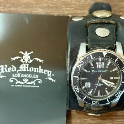
Red Monkey Los Angeles Quartz Wrist Watch W Leather Band (as Is) Runs