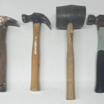 (4) Assorted Wood Handle Claw Hammers And Mallet