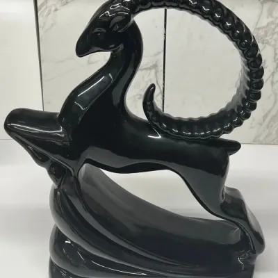 
Vintage Royal Haeger 19.5" Black Ceramic Leaping Gazelle Figurine