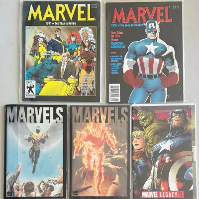 
Marvel The Year In Review 1990 And 91, Marvels 1994 Book 1 & 2, Marvel Legacy 1 2017