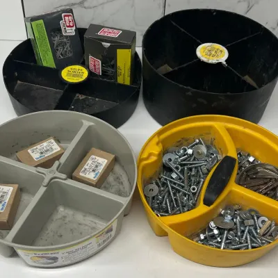 
(3) Round Plastic Organizers With Hardware