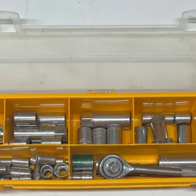 Plastic Organizer With Assorted 1/4 And 3/8" Sockets