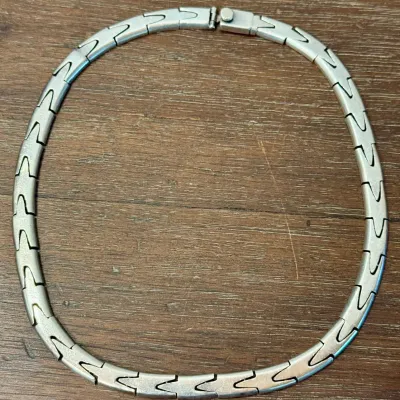Mid Century 97.15 Gram Sterling Silver Taxco Mexico Heavy 17 Inch Link Necklace
