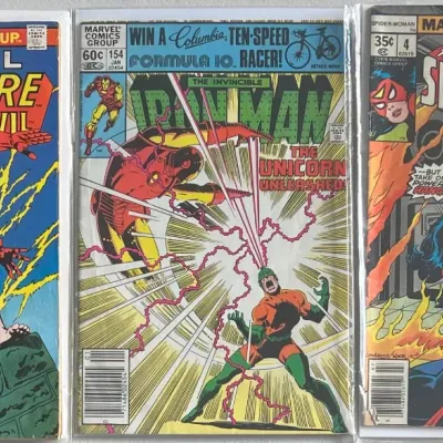
Marvel Comics Group Daredevil 1976 25, Spider-woman 1987 4, And Iron Man 1981 154