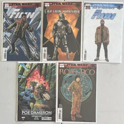 
(5) 2019 Marvel Comics Star Wars Age Of Resistance - Finn, Captain Phasma, Poe Dameron, And Rose Tico