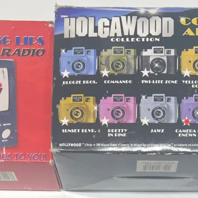 FM Moving Lips Battery Powered Radio And Holgawood Collection Toy Plastic Camera With Boxes