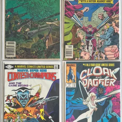 Marvel Comics - The Nam 12 1987, Machine Man 7 1978, Cloak And Dagger 1 1983, Contest Of Champions 2 1982