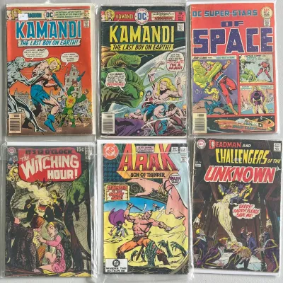 (6) DC Comics - Kamandi 1976, Super-stars Of Space 1976, The Witching Hour 1970, Arak, And More (as Is)