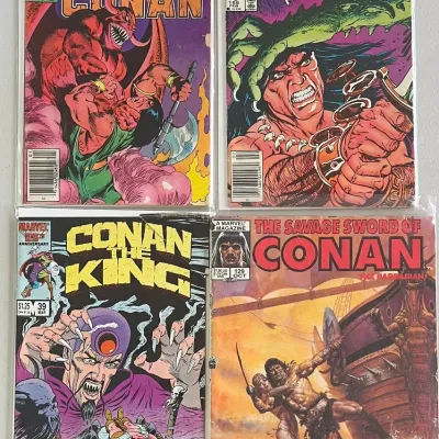 
Marvel Comics And Magazine Conan The Barbarian 1982 14, 1984 155, 1987 39, And 1986 129