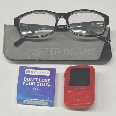Foster Grant Multi Focus Reading Glasses, Sandisk Clip Sport Plus Player, And XY Findable With Box