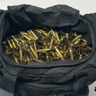 NRA Duffel Bag With 20 Pounds Of 308 Win, 223, 45, & Other Assorted Brass Casings