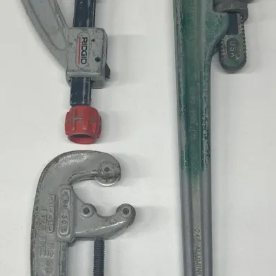Ridgid 24" Aluminum Pipe Wrench, (2) Tubing Cutters No. 30 And No. 154
