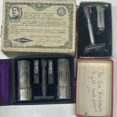 
Vintage Gem Micromatic Razor With Blades And Gillette Flexible Blade Razor Kit With Boxes