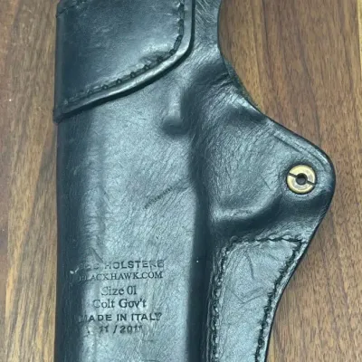 Blackhawk Size 01 Colt Gov't IWB Leather Holster Made In Italy