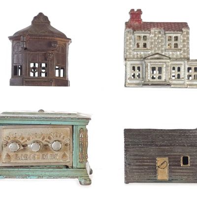 Sale Photo Thumbnail #513: (4) Cast Iron Architectural Banks Judd/Kenton/Williams