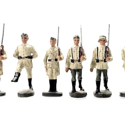 Sale Photo Thumbnail #157: (6) Elastolin German Condor Legion/Summer Uniform Infantry Marching