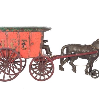Sale Photo Thumbnail #471: Hubley Horse-Drawn Ice Wagon Cast Iron