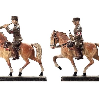 Sale Photo Thumbnail #49: (4) Elastolin SA Brownshirt German Soldiers Band Members Riding Horses