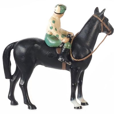 Sale Photo Thumbnail #484: Hubley Black Race Horse with Green & White Jockey