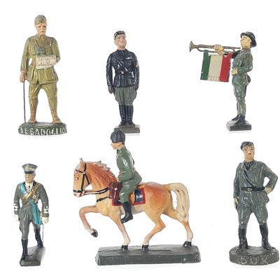 Sale Photo Thumbnail #361: (7) Lineol/Elastolin Italian Army Mussolini, Badoglio Figures