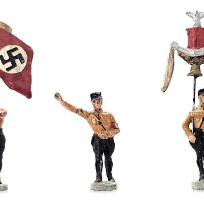 Sale Photo Thumbnail #60: (3) Elastolin SA Brownshirts German Military Flag Bearers
