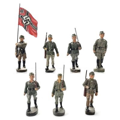 Sale Photo Thumbnail #177: (7) Elastolin/Lineol Mixed Infantry Combat Figures