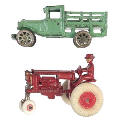 Sale Photo Thumbnail #490: (2) Arcade Farm Truck & Tractor Cast Iron