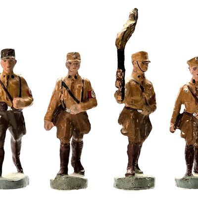 Sale Photo Thumbnail #29: (4) Elastolin SA Brownshirts German Military Soldiers Torch Marching