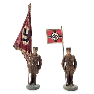 Sale Photo Thumbnail #36: (2) Elastolin SA Brownshirts German Military Soldiers Flag Bearers
