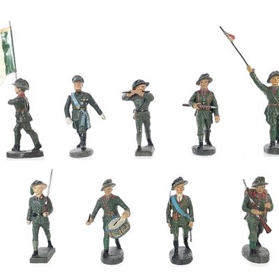 Sale Photo Thumbnail #341: (9) Elastolin/Lineol Italian Royal Army Infantry, Band & Mussolini