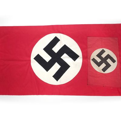 Sale Photo Thumbnail #328: (2) 1930s/1940s National Socialist Historical German Cloth Service Flags