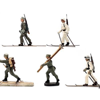 Sale Photo Thumbnail #145: (5) Elastolin German Gebirgsjager Ski Troops