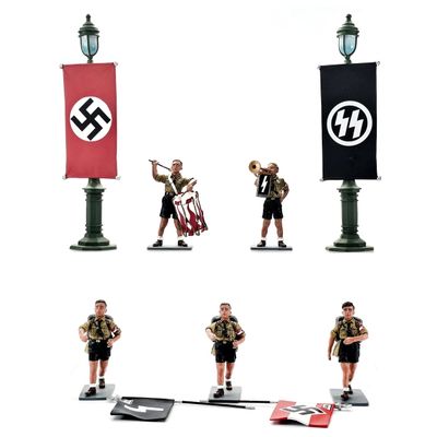 Sale Photo Thumbnail #101: (9) 2003/2004 Diecast Metal King and Country WWII Hitler Youth & Accessories