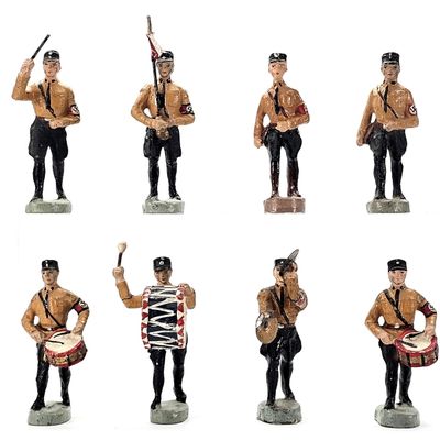 Sale Photo Thumbnail #58: (8) Elastolin SA Brownshirts German Soldier Marching Band Members