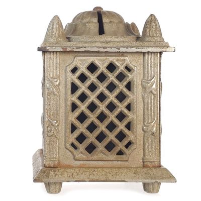 Sale Photo Thumbnail #539: Four Posted Cast Iron Still Bank ca. 1900s