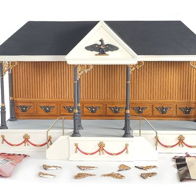 Sale Photo Thumbnail #317: Elastolin/Lineol German Reviewing Stand Tribune & Metal Banners