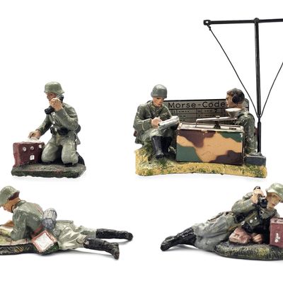 Sale Photo Thumbnail #199: (4) Elastolin German Wehrmacht Signal Corps & Radio Station