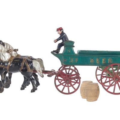 Sale Photo Thumbnail #598: Kenton Cast Iron Horse-Drawn Beer Truck