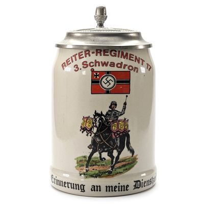 Sale Photo Thumbnail #23: 1939 Reiter Regiment 17 3. Schwadron Erinnerung An Meine Dienstzeit Lidded Stein