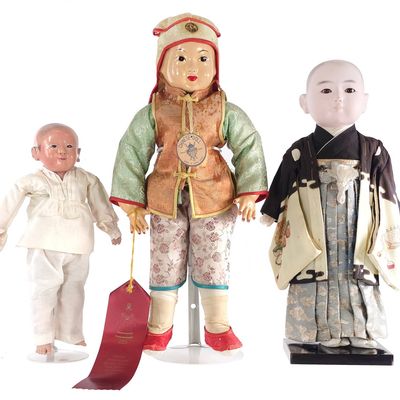 Sale Photo Thumbnail #633: (3) Lot of Antique Japanese & Chinese Dolls Unusual