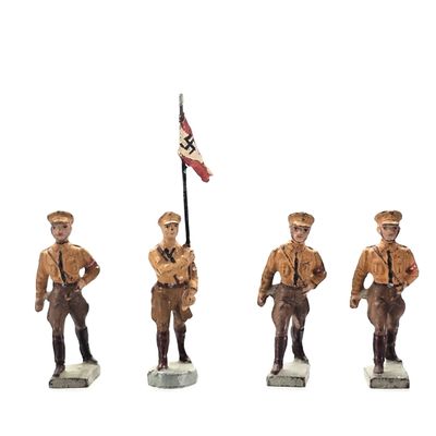 Sale Photo Thumbnail #102: (6) German SA Brownshirts Military Soldiers with Lampposts & Flag Bearer
