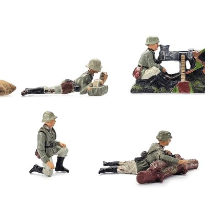 Sale Photo Thumbnail #141: (5) Elastolin German Wehrmacht Heavy Machine Gun Combat Group Set