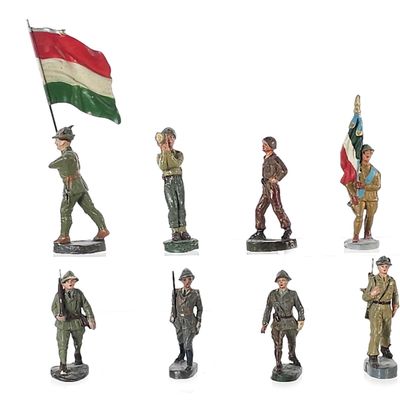 Sale Photo Thumbnail #370: (8) Elastolin/Lineol/CC Milano Italian Army Infantry & Color Guard
