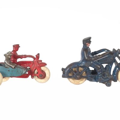 Sale Photo Thumbnail #405: (2) Champion & Hubley Cast Iron Motorcycles