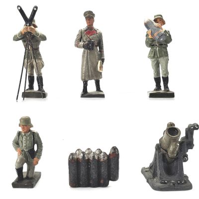 Sale Photo Thumbnail #136: (6) Lineol German Military Field Mortar Artillery Crew Set