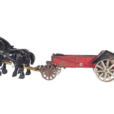 Sale Photo Thumbnail #487: Arcade Toys Horse-Drawn McCormick-Deering Seed Spreader Cast Iron